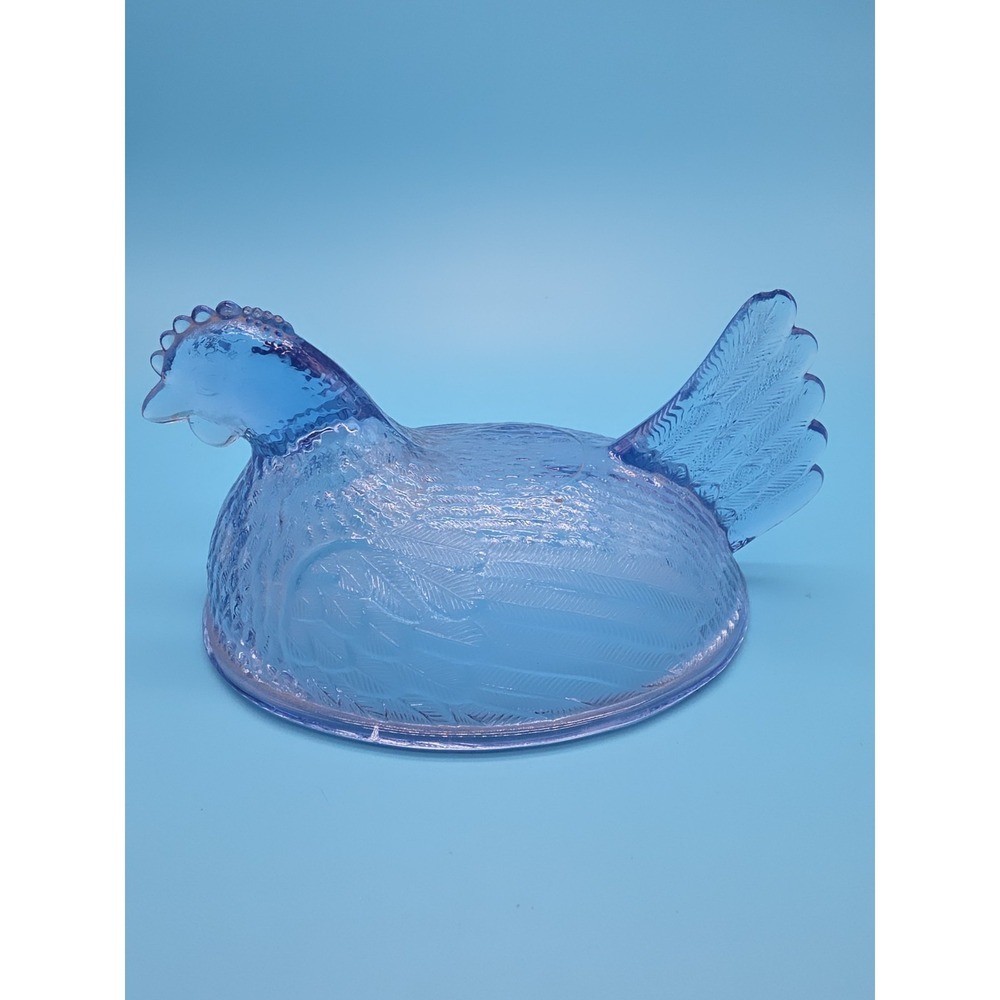 Light Blue Indiana Glass Hen On Nest Lid Only 6"x4"
